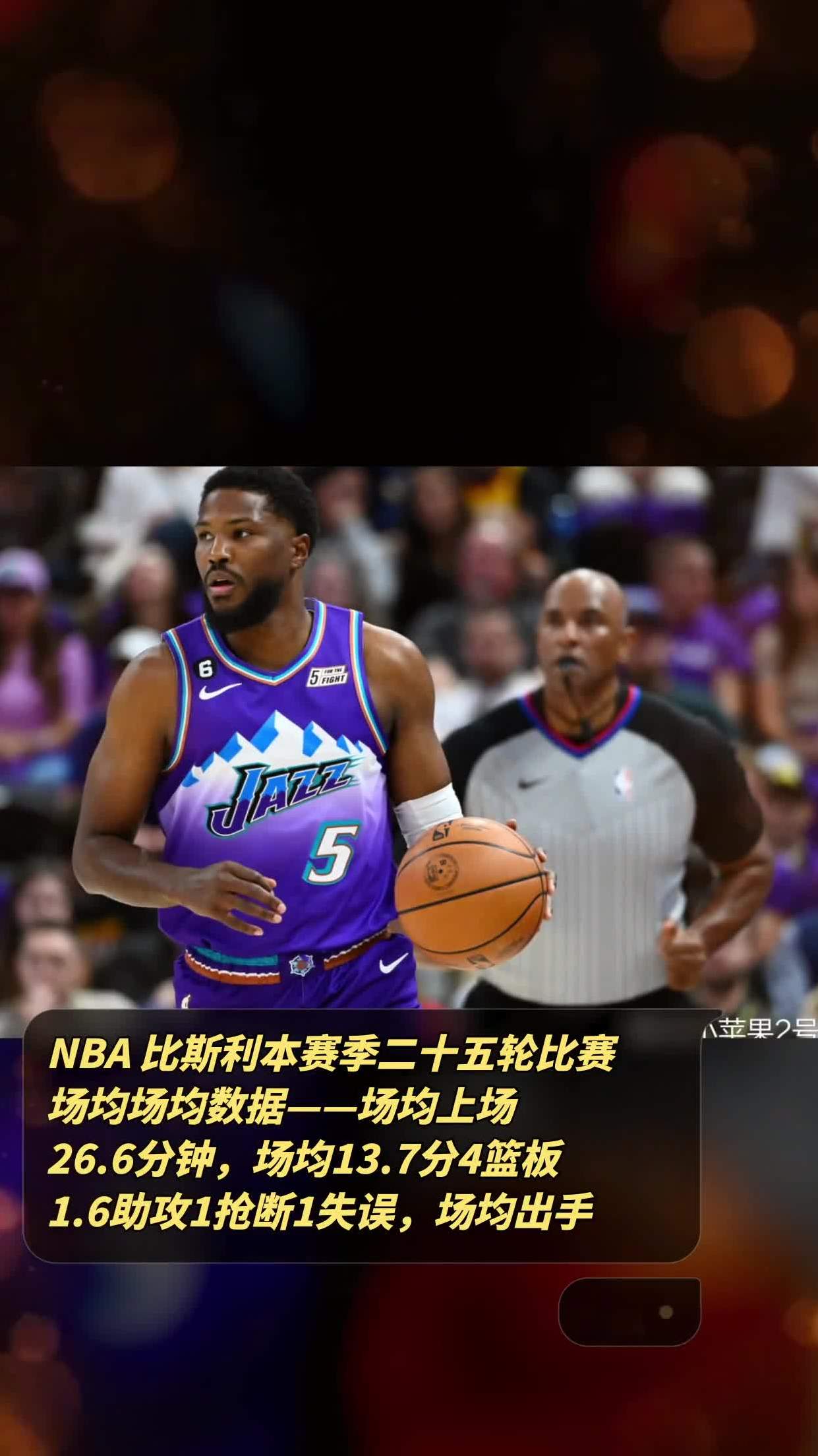 nba比斯利本赛季二十五轮比赛场均场均数据——场均上场26